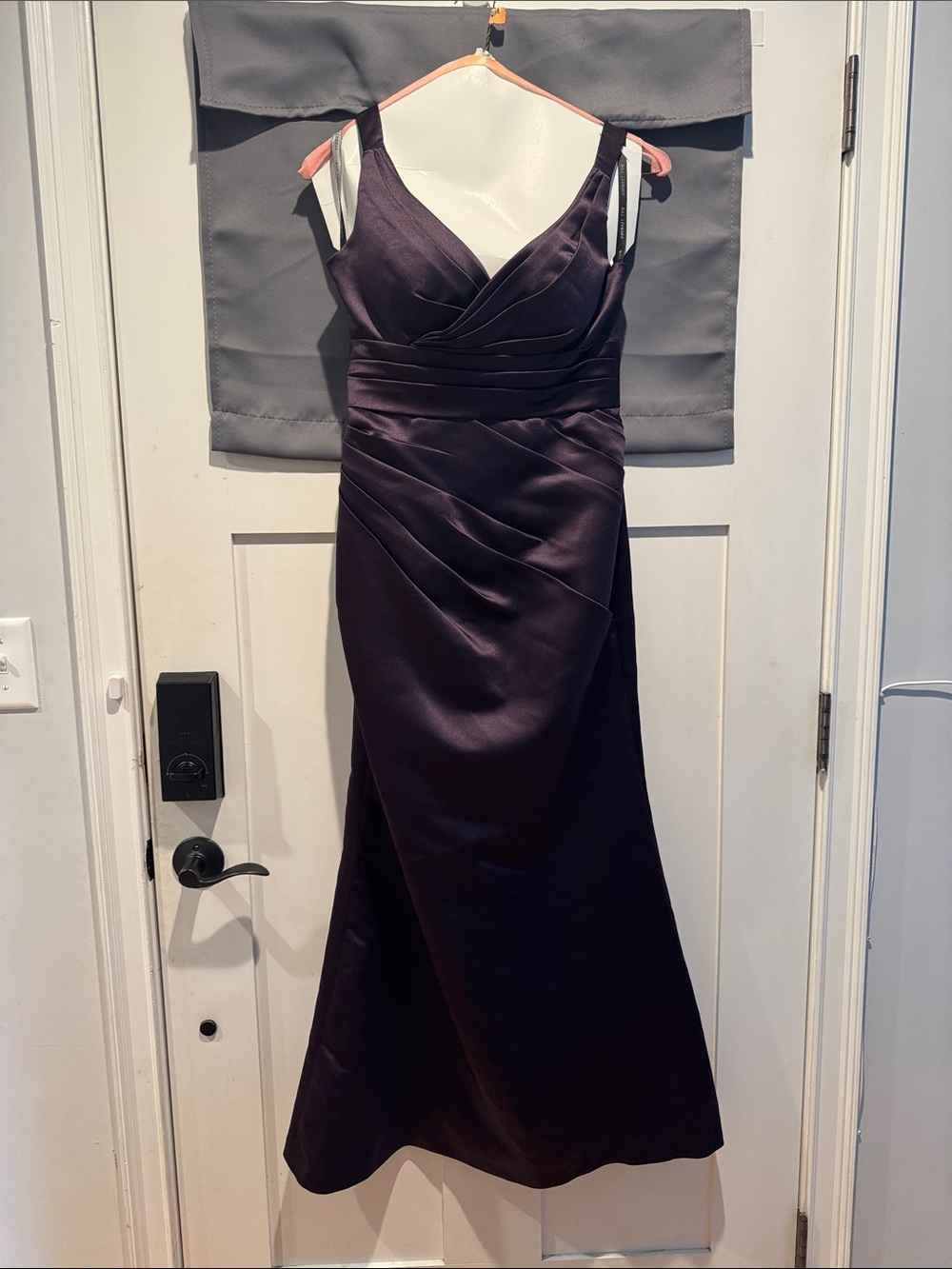 Bill Levkoff Plum Satin V-Neck Dress Size 6